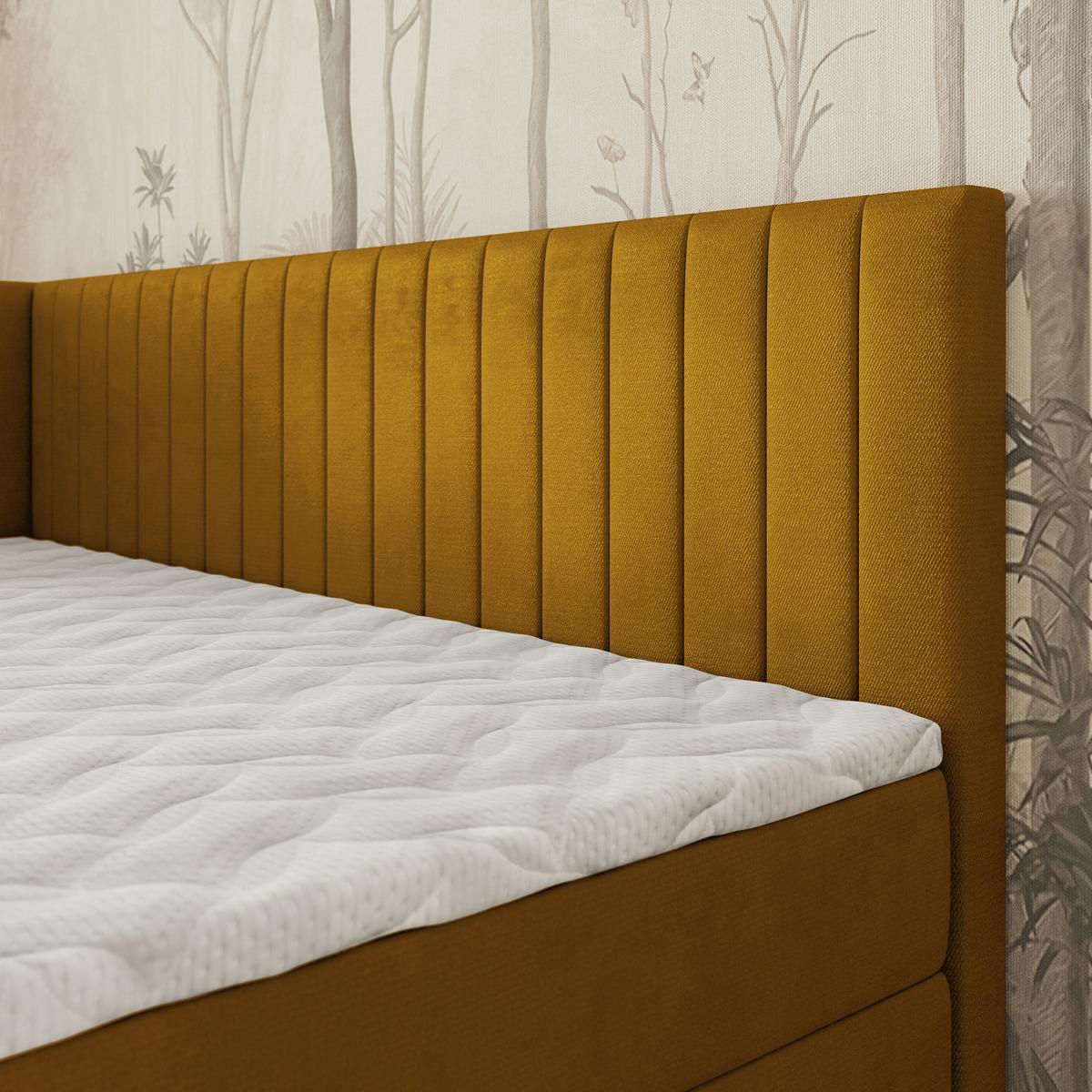 BOXBETT ARIS 100x200 cm mit Matratze und Topper, H2+H3 - Gelb - Gelb, Holz (100/200cm) - MASSENO