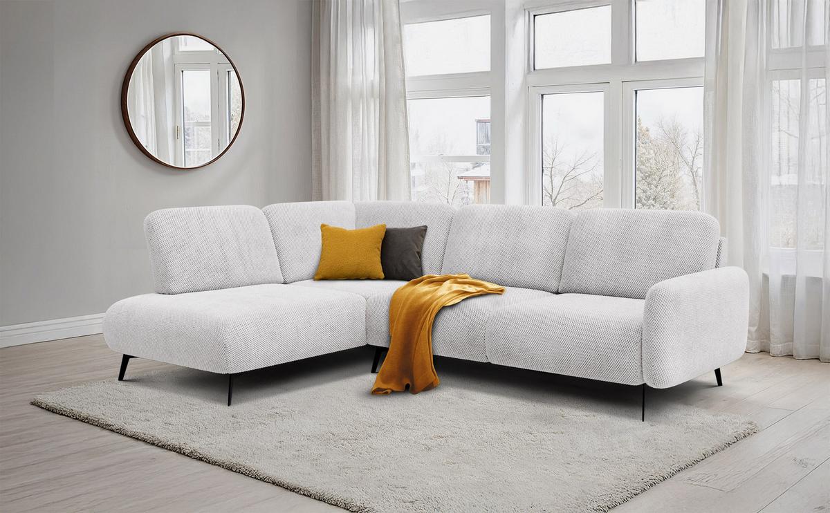ECKSOFA FEBE 5-Sitzer links, creme - Creme/Schwarz, Holz/Textil (271/190cm) - Wozimo