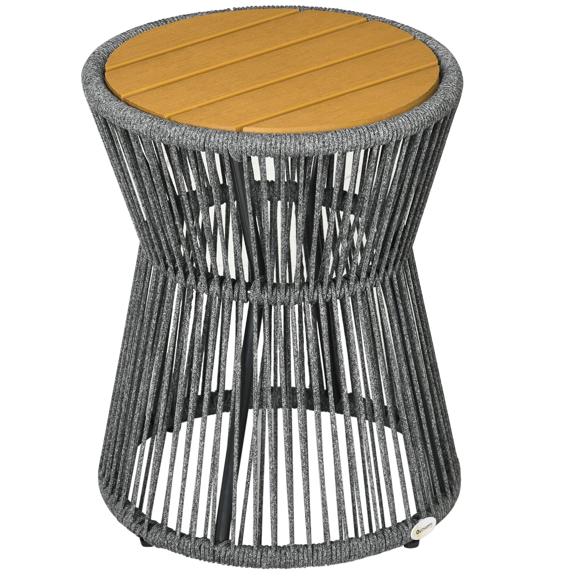 BALKONTISCH, Dunkelgrau+Natur, Aluminium, PS, PE - Dunkelgrau, Kunststoff (39/39/49cm) - Outsunny