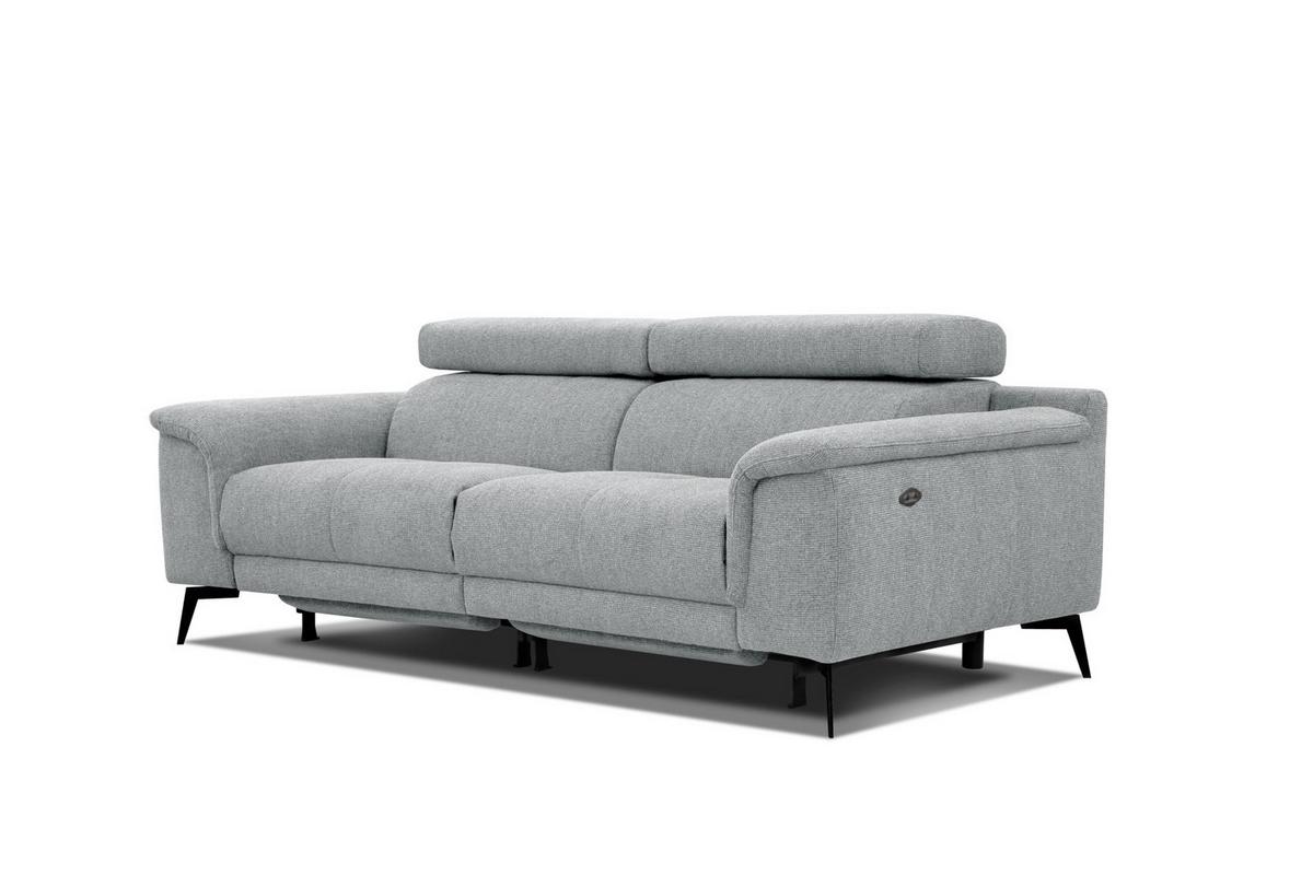 RELAXSOFA FIERO 3-Sitzer mit 2 Relaxfunktionen, silberfarben - Silberfarben/Schwarz, Holzwerkstoff/Textil (212/82/103cm) - Wozimo