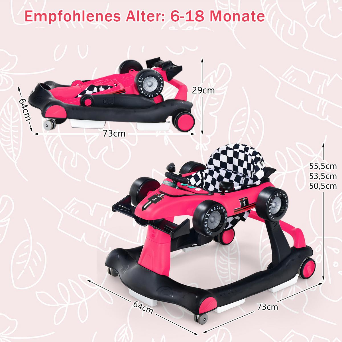 LAUFLERNWAGEN Pink - Pink, Kunststoff (73/56/64cm) - COSTWAY