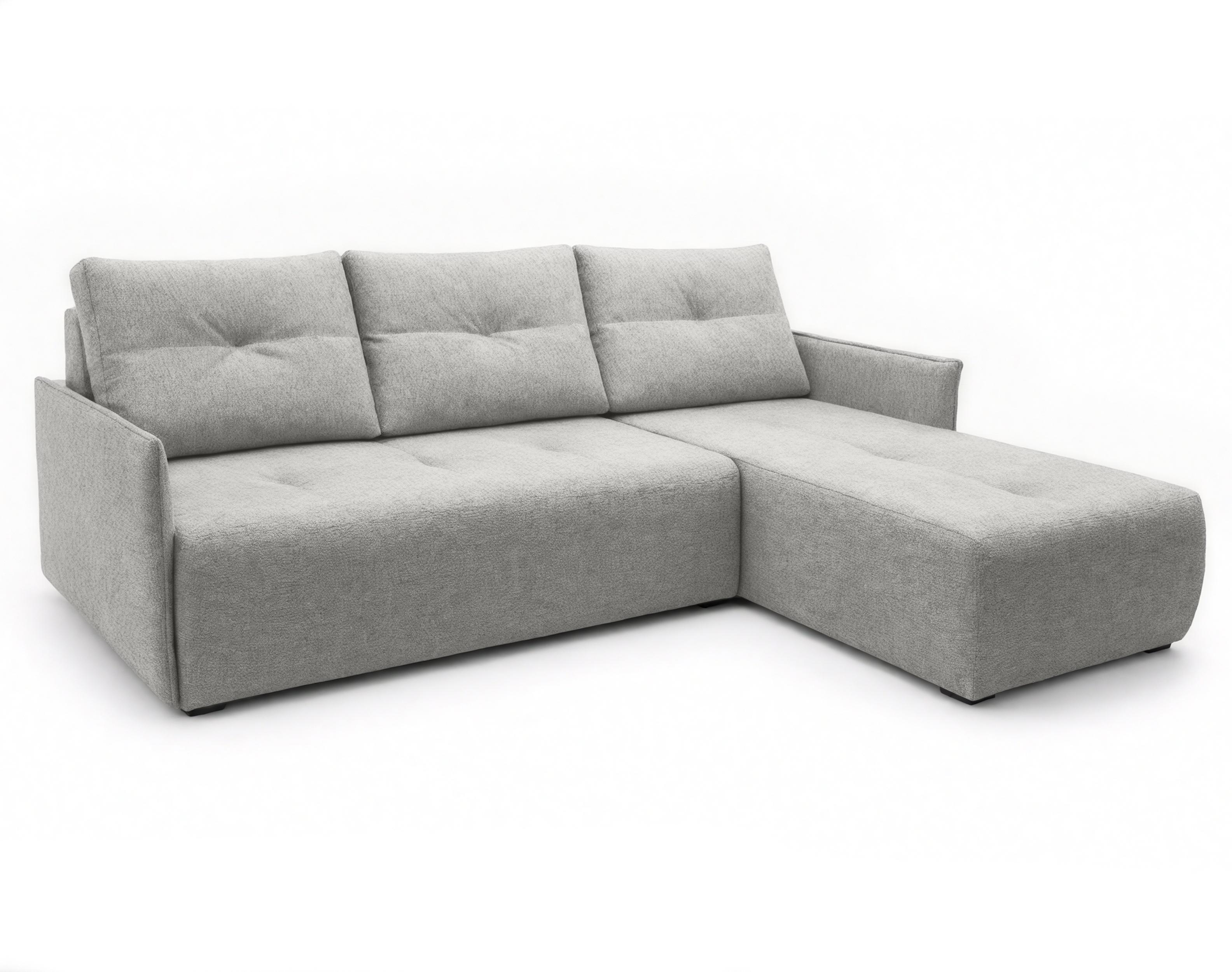 ECKSOFA L Form Damascus Hellgrau 212/143/88 cm Rechts mit Schlaffunktion - Hellgrau/Schwarz, Kunststoff/Textil (212/143cm) - AX Living