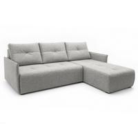 ECKSOFA L Form Damascus Hellgrau 212/143/88 cm Rechts mit Schlaffunktion - Hellgrau/Schwarz, Kunststoff/Textil (212/143cm) - AX Living