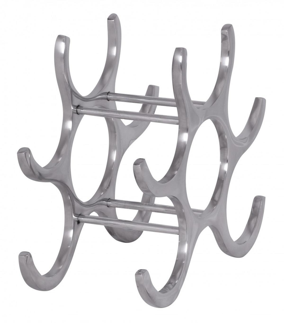 WEINREGAL Aluminium Modern Stil für 6 Flaschen platzsparend 24x29x14cm - Silberfarben, Metall (29/24/14cm) - KADIMA DESIGN