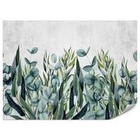 FOTOTAPETE für Wohnzimmer Blätter Beton Aquarell 400x280 - Grau/Grün, Papier (400/280cm) - Muralo
