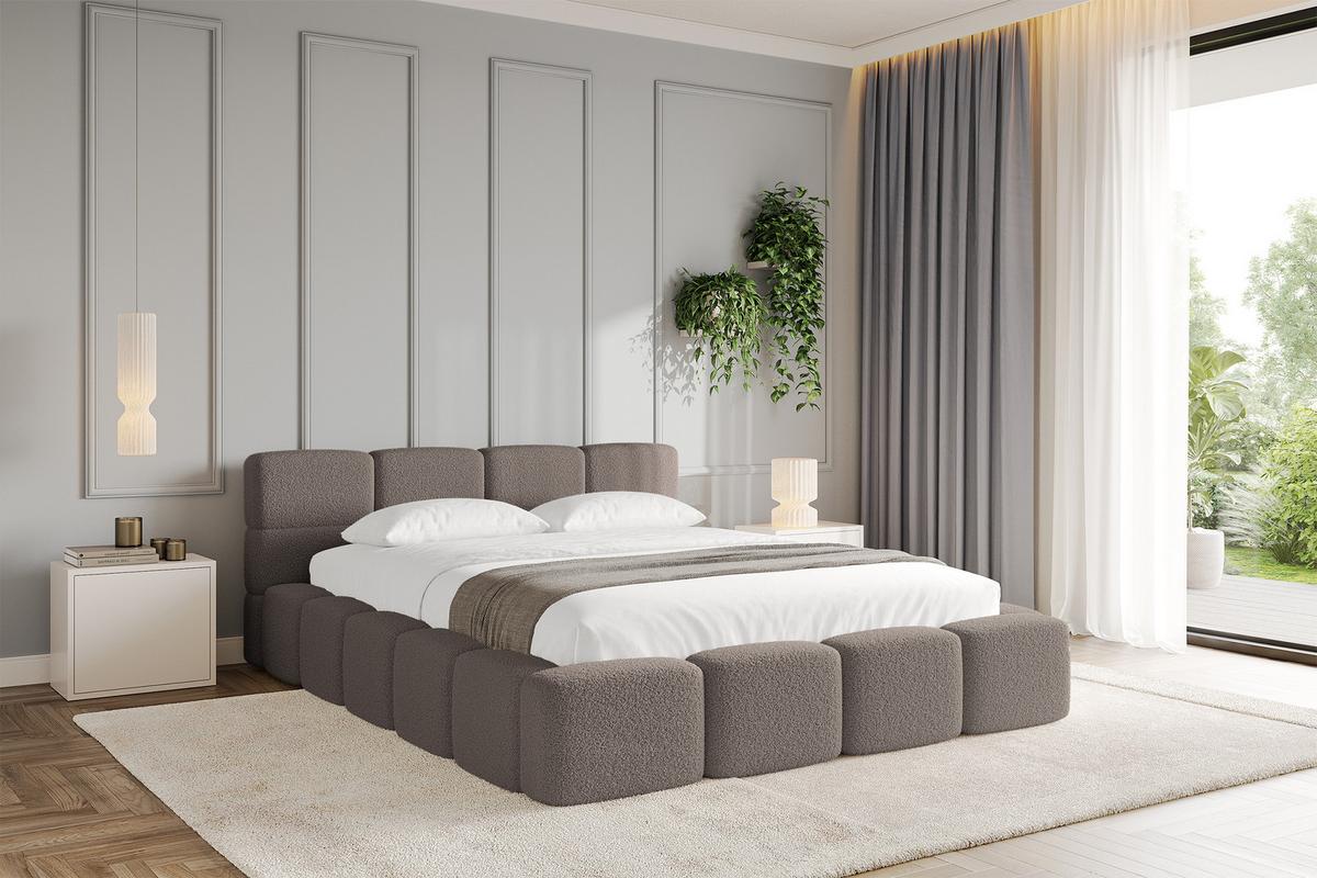 POLSTERBETT mit Bettkasten und Lattenrost, Bett mit Matratze H3/H4, Kopfteil, Boxbett, Doppelbett mit Stauraum - NATA-v1 140x200 Braun - Braun, Holzwerkstoff/Textil (140/200cm) - ALTDECOR
