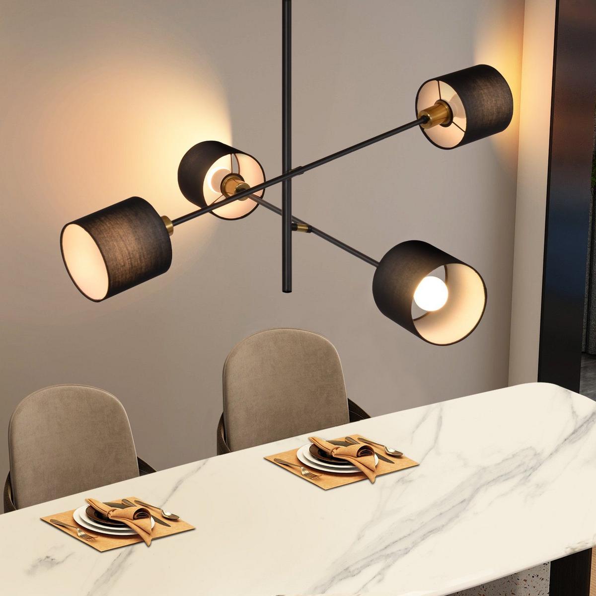 PENDELLEUCHTE Reiner 4-flammig 68/68/85 cm - Schwarz, Metall (68/68/85cm) - Nettlife