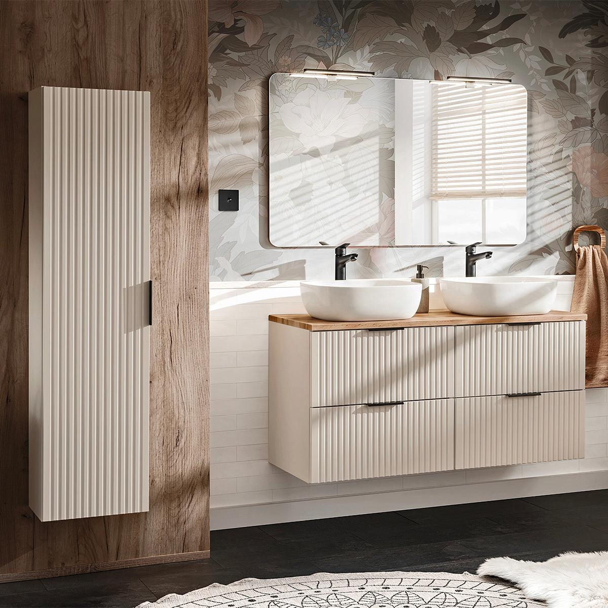 BADMÖBEL 120.8cm Adriel 2er-Set Kaschmir und Holz - Beige, Holzwerkstoff (120.8/59/46cm) - Petits-meubles