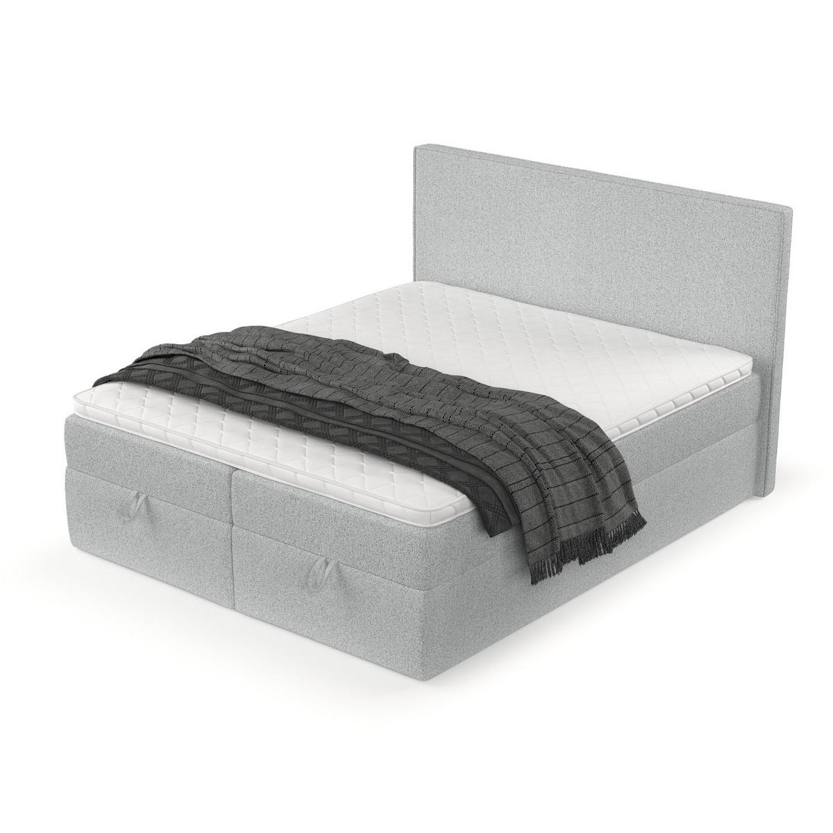 BOXBETT Velma 160/200 cm Hellgrau im Riva Stoff - Hellgrau/Schwarz, Holz/Holzwerkstoff (160/200cm) - AltaBeds