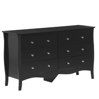 KOMMODE 6 Schubladen Metallgriffe schwarz Winchester - Schwarz, Holzwerkstoff (130/75/40cm) - Beliani