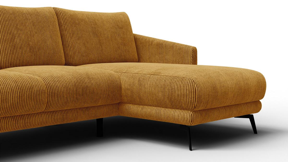 ECKSOFA VILT 3-Sitzer, safran - Gelb/Schwarz, Holzwerkstoff/Textil (221/156cm) - Wozimo