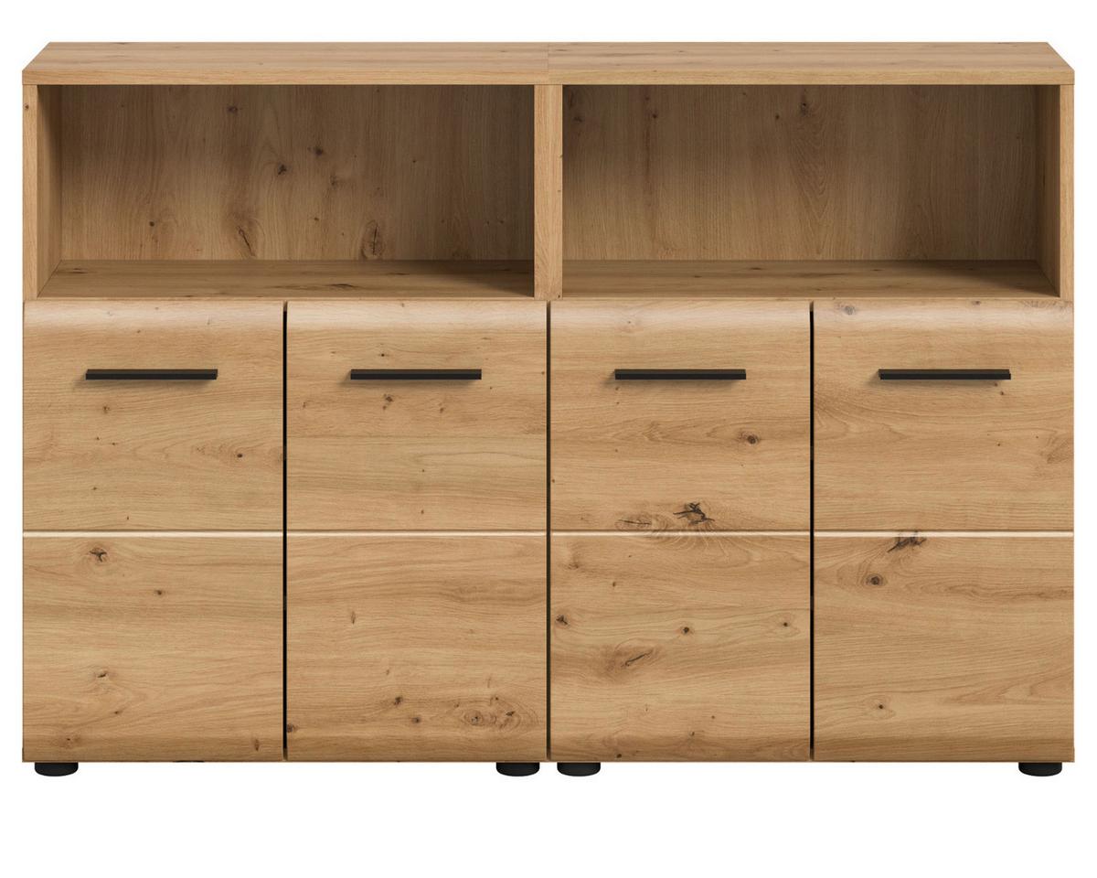 BADKOMMODE Spar Set 2x Badschrank Eiche Artisan, 2-türig je 60 x 80 cm - Schwarz/Eiche Artisan, Holzwerkstoff/Kunststoff (120/80/30cm) - Inn.Furn