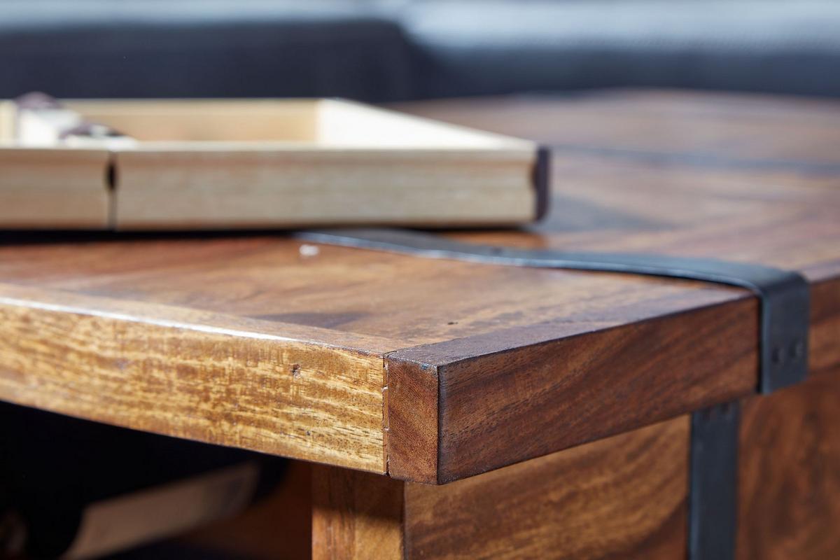COUCHTISCH Massivholz Truhentisch mit integriertem Weinregal und Stauraum 100x60x40cm - Braun, Holz (100/40/60cm) - KADIMA DESIGN