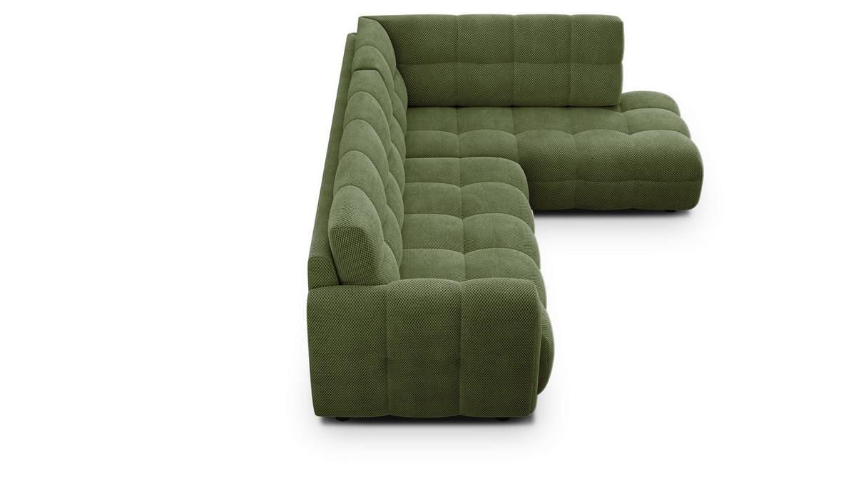 ECKSOFA MELLOW 5-Sitzer, olive - Schwarz/Grün, Holz/Textil (283/191cm) - Wozimo