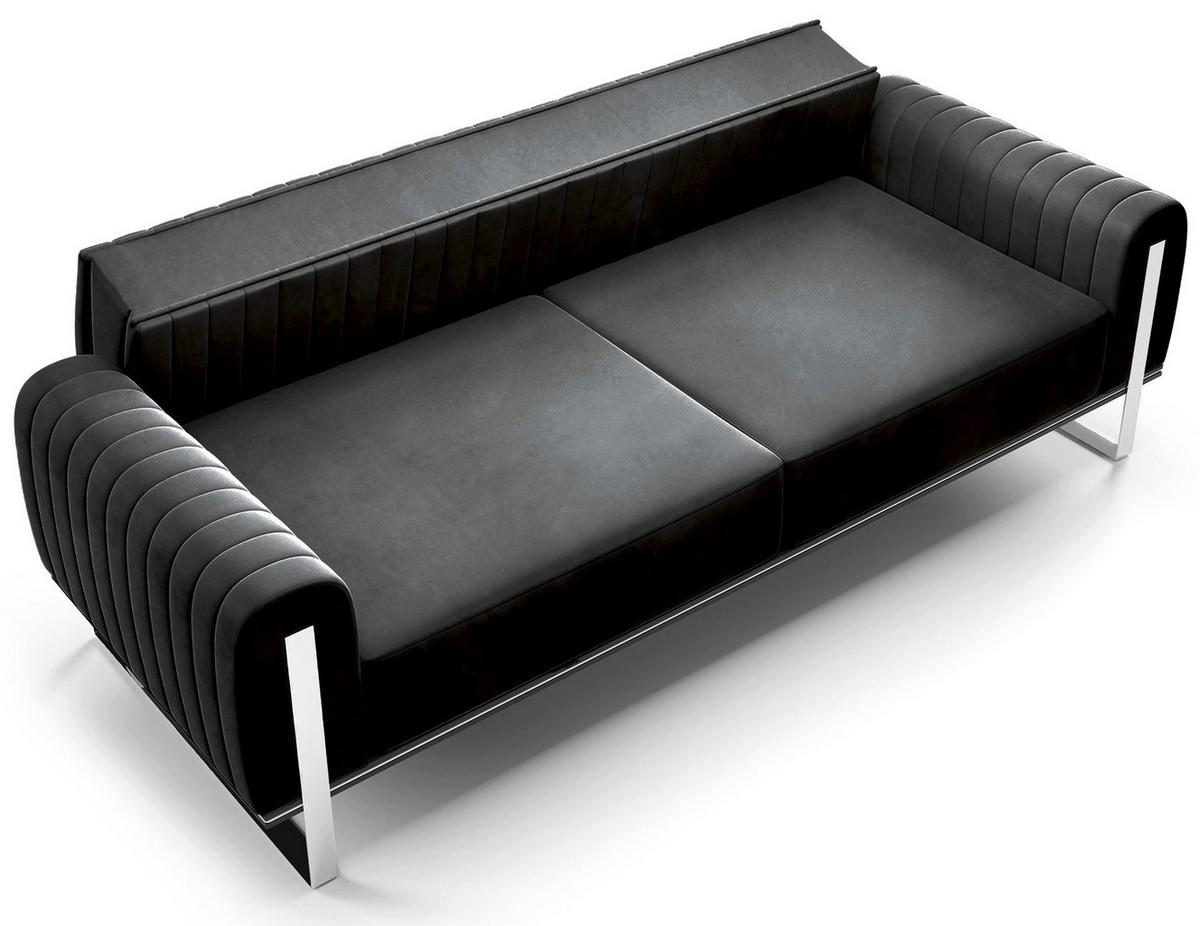 SOFA Parissa 228 cm - Silberfarben/Schwarz, Textil/Metall (228/79/92cm) - Selsey