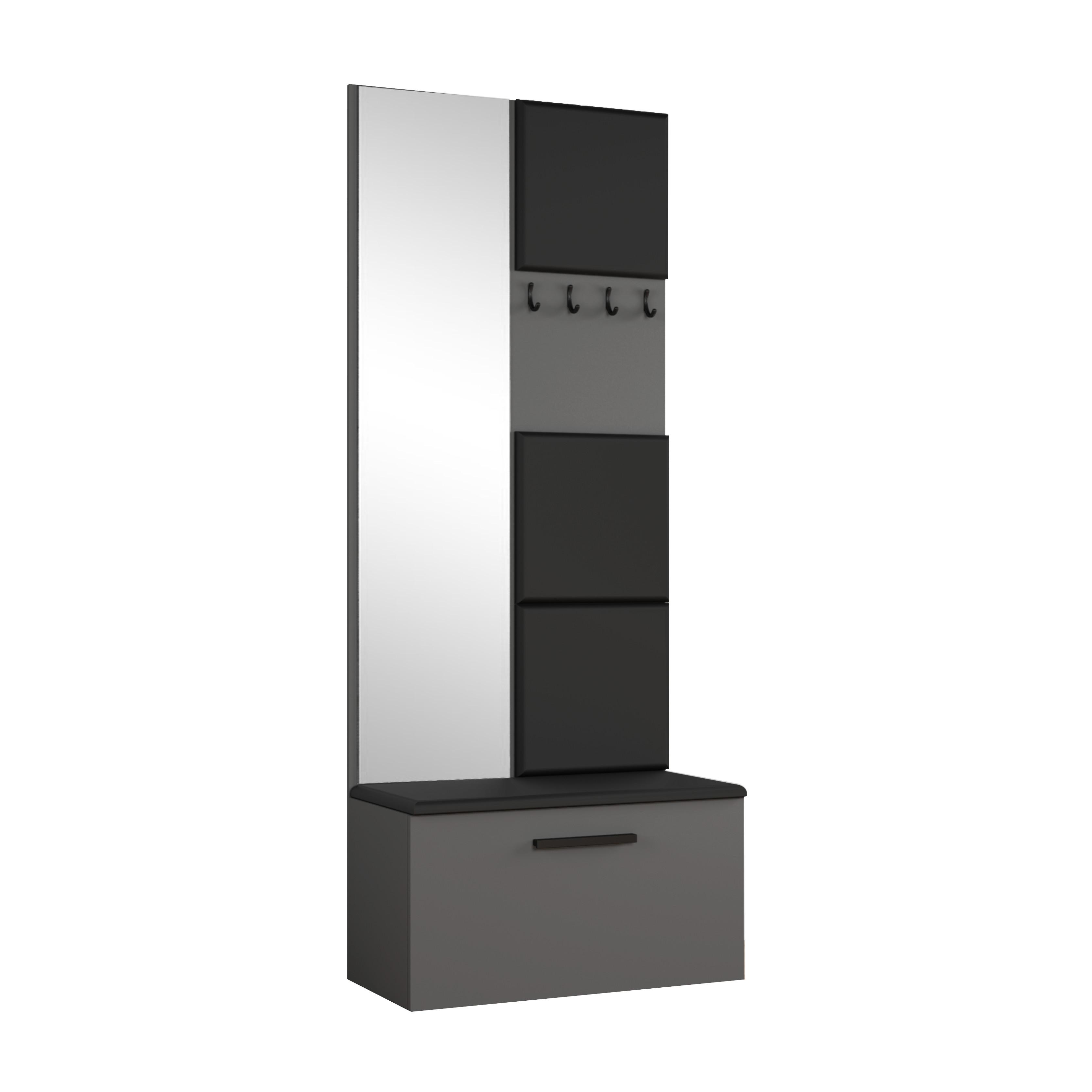 GARDEROBENSCHRANK MODULO 80,6/204/40 cm Modern Garderobe-Set Grau - Schwarz/Grau, Holzwerkstoff (80.6/204/40cm) - MASSENO