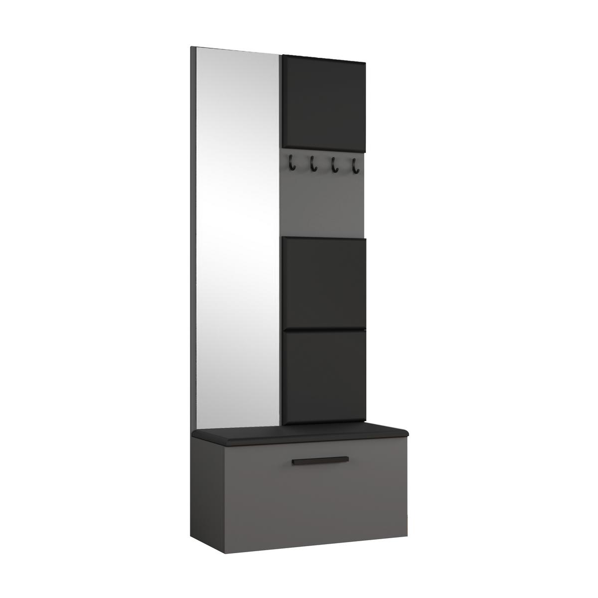 GARDEROBENSCHRANK MODULO 201,2/204/40 cm Modern Garderobe-Set Grau - Schwarz/Grau, Holzwerkstoff (201.2/204/40cm) - MASSENO