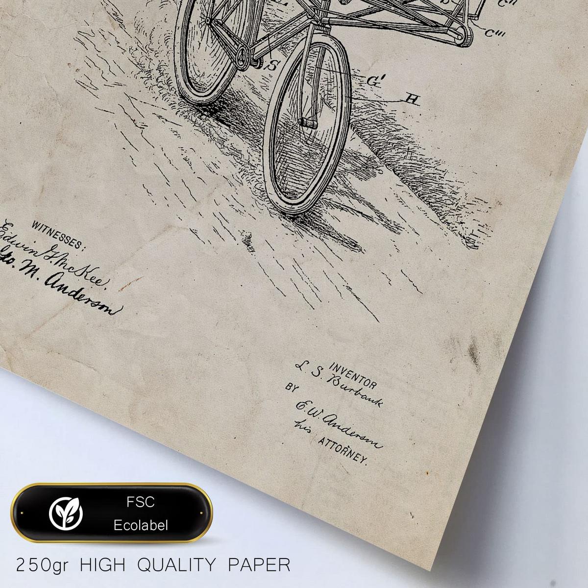 POSTER Set Mit 6 Plakaten Mit Fahrrad Patenten Im Vintage Stil A3 & A4 Rahmen Aus Hellem Holz - Beige, Papier (29/3cm) - Nacnic