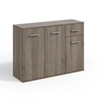 KOMMODE GIACOMO V 112/85/33 cm mit 1 Schubladen 3 Türen Trüffeleichefarben - Trüffeleichefarben, Holzwerkstoff (112/85/33cm) - MASSENO