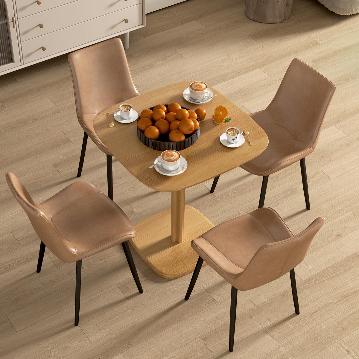 ESSTISCH Kautschukholz Naturholz - Naturfarben, Holz (70/70/75cm) - HOMCOM