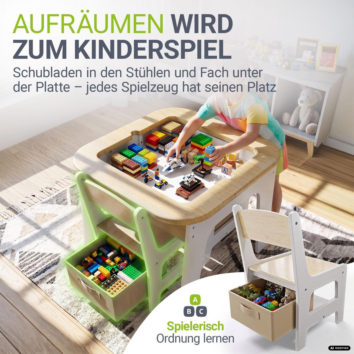 KINDERSITZGRUPPE Milou natur - Naturfarben, Holz (60/50/60cm) - Juskys