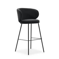 BARHOCKER (Set aus 2) aus Stoff mit schwarzen Metallbeinen - rush 56/53/65 cm - Grau, Textil (53/65/56cm) - Drawer
