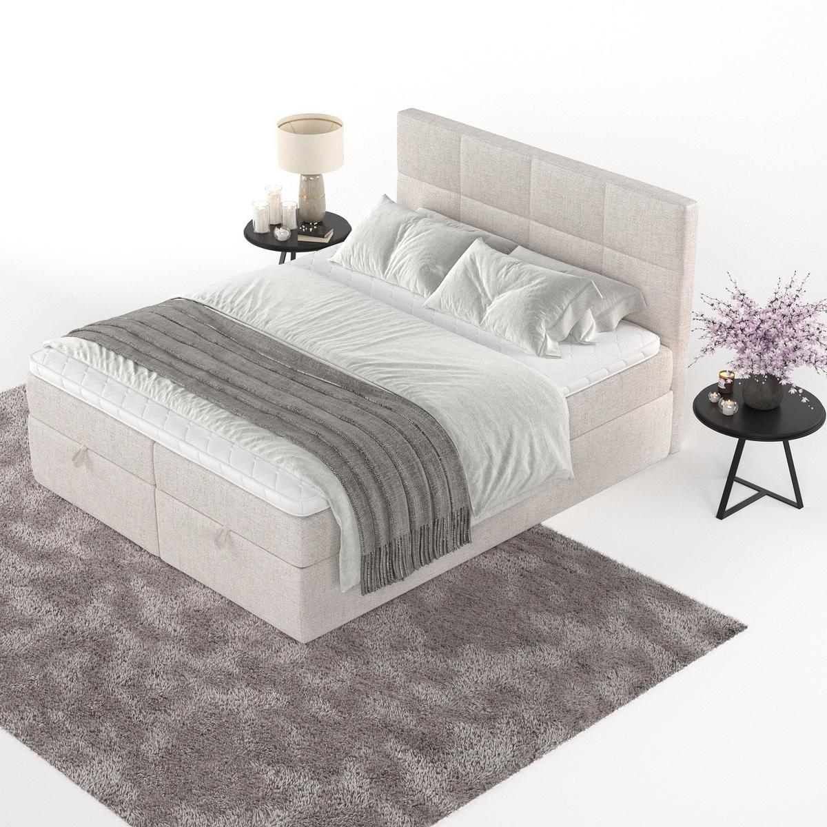 BOXBETT Velto 180/200 cm Hellbeige im Neve Stoff - Sandfarben/Schwarz, Holz/Holzwerkstoff (180/200cm) - AltaBeds