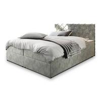 BOXBETT RIVA 200x200 cm mit Matratze und Topper, H2+H3 - Hellgrau - Hellgrau, Holz (200/200cm) - MASSENO