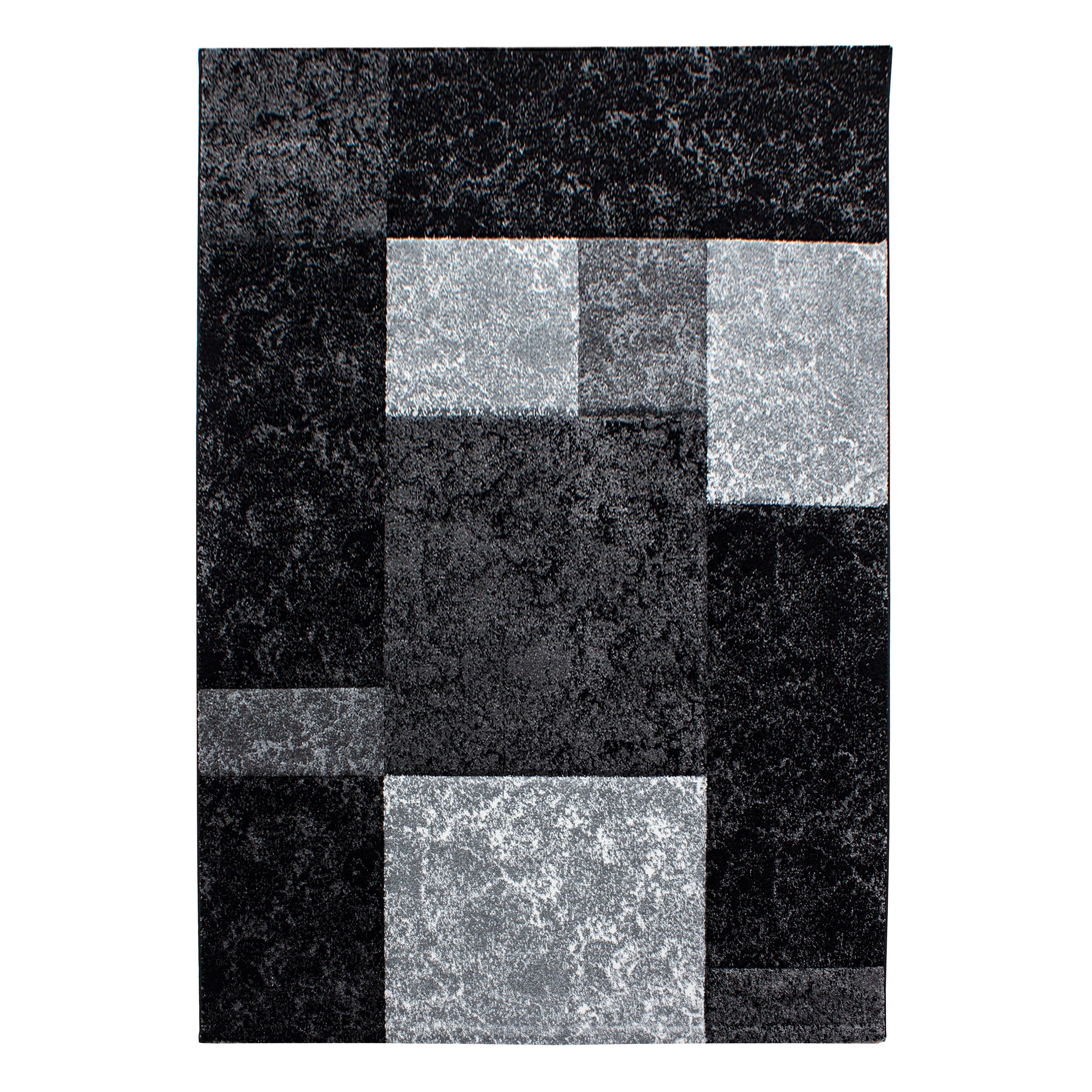 KURZFLORTEPPICH LATEMAR, kariert, Schwarz, 200 x 290 cm - Schwarz, Textil (200/290cm) - KADIMA DESIGN