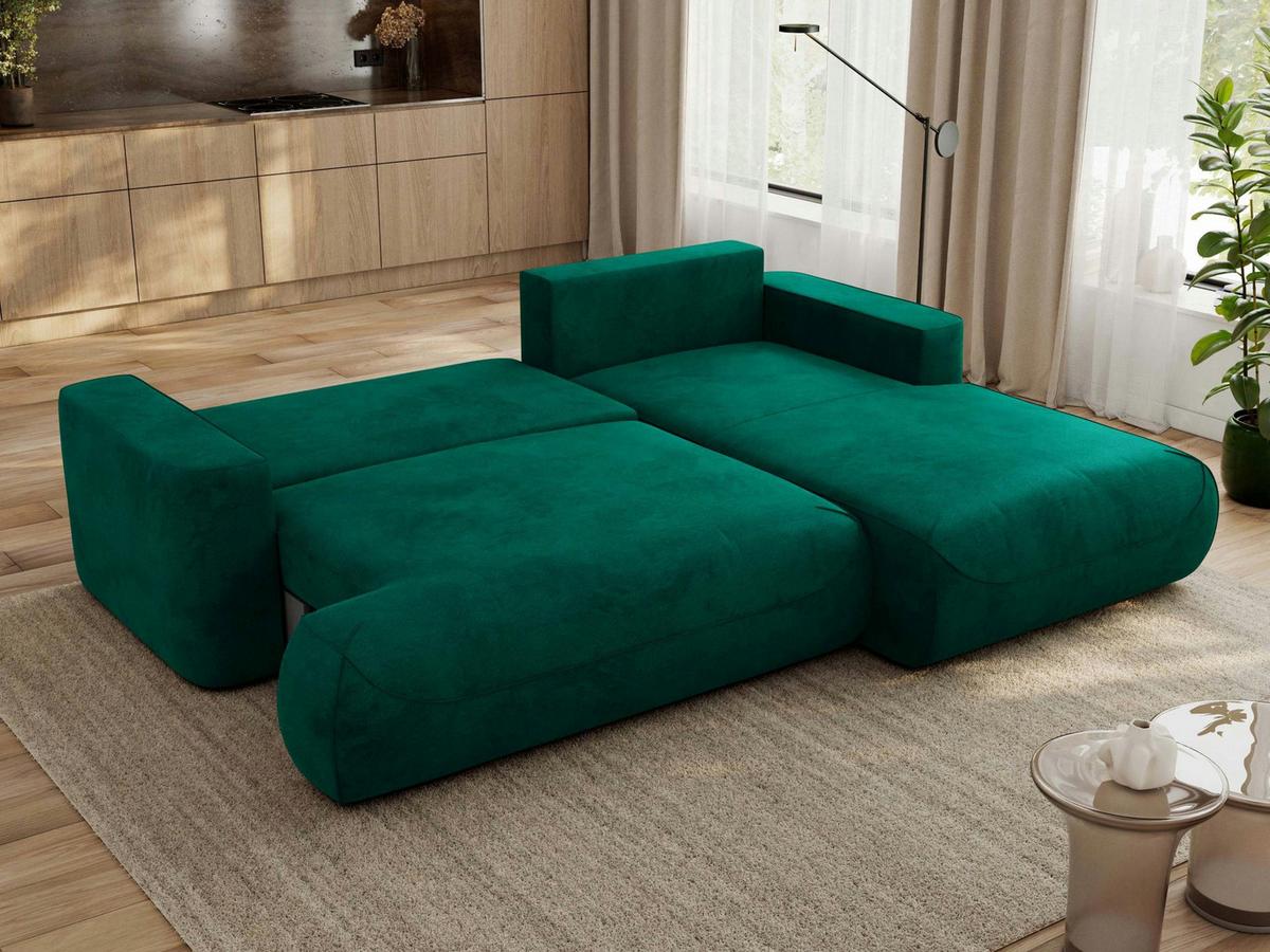 ECKSOFA OVO L Dunkelgrün Velvet - Rechts Seite - Dunkelgrün/Schwarz, Kunststoff/Textil (195/271cm) - MKS