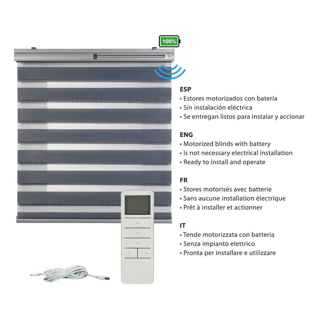 DOPPELROLLO Motorisiertes Silber 100x250 cm - Silberfarben, Kunststoff (100/250cm) - STORESDECO