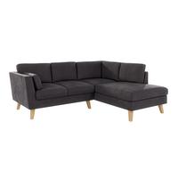 ECKSOFA Mario Graphit Microfaser - Graphitfarben/Naturfarben, Buchenholz/Textil (221/186cm) - S-Style Möbel