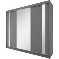 SCHWEBETÜRENSCHRANK Gaja 240/216/61 graphit mit Spiegel - Graphitfarben, Holzwerkstoff (240/216/61cm) - Beautysofa