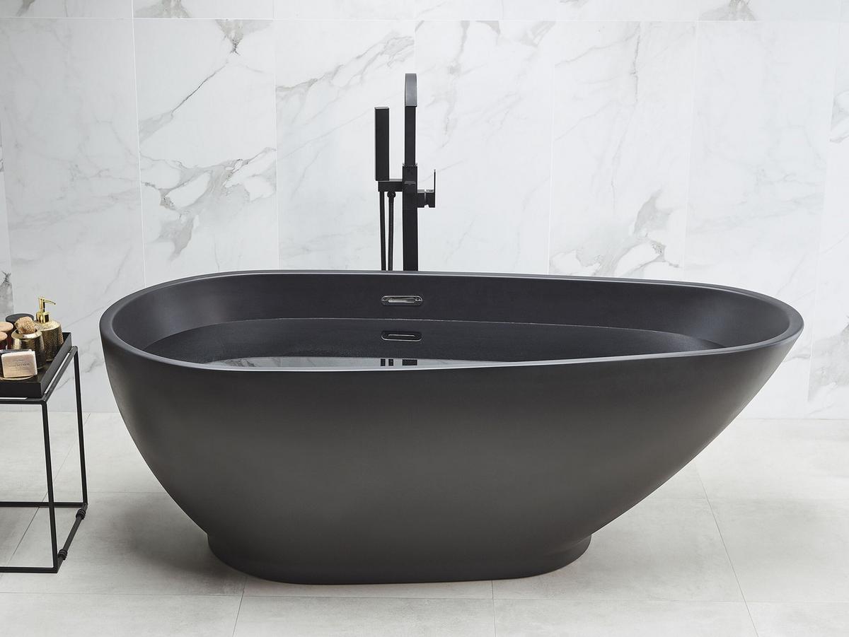 BADEWANNE FREISTEHEND 82x173x60 cm schwarz Guiana - Schwarz, Kunststoff (82/60/173cm) - Beliani