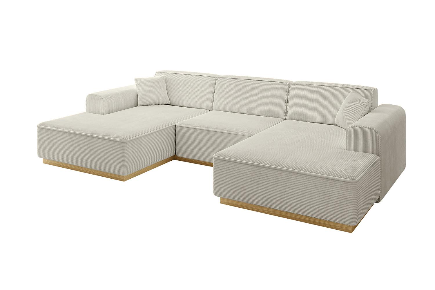 WOHNLANDSCHAFT IREA-U1-v2 - 301x165x80 cm Creme - Ecru/Creme, Holzwerkstoff/Textil (301/80/165cm) - ALTDECOR