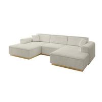WOHNLANDSCHAFT IREA-U1-v2 - 301x165x80 cm Creme - Ecru/Creme, Holzwerkstoff/Textil (301/80/165cm) - ALTDECOR