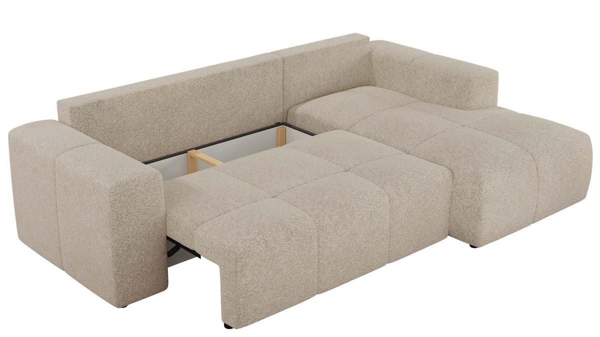 ECKSOFA MONIVA Creme Strukture - Rechts - Creme/Schwarz, Textil (266/164cm) - MKS