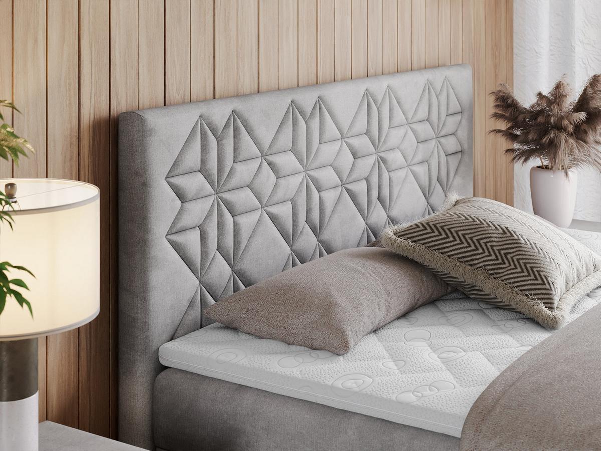 BOXBETT LEILA 140/200 Hellgrau Velvet - H4 - Hellgrau, Holz/Textil (140/200cm) - MKS