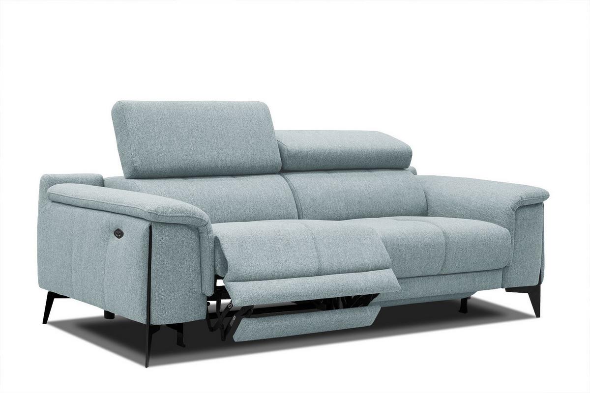 RELAXSOFA MATERA 3-Sitzer mit 2 Relaxfunktionen, mint - Schwarz/Mintgrün, Holzwerkstoff/Textil (212/82/103cm) - Wozimo