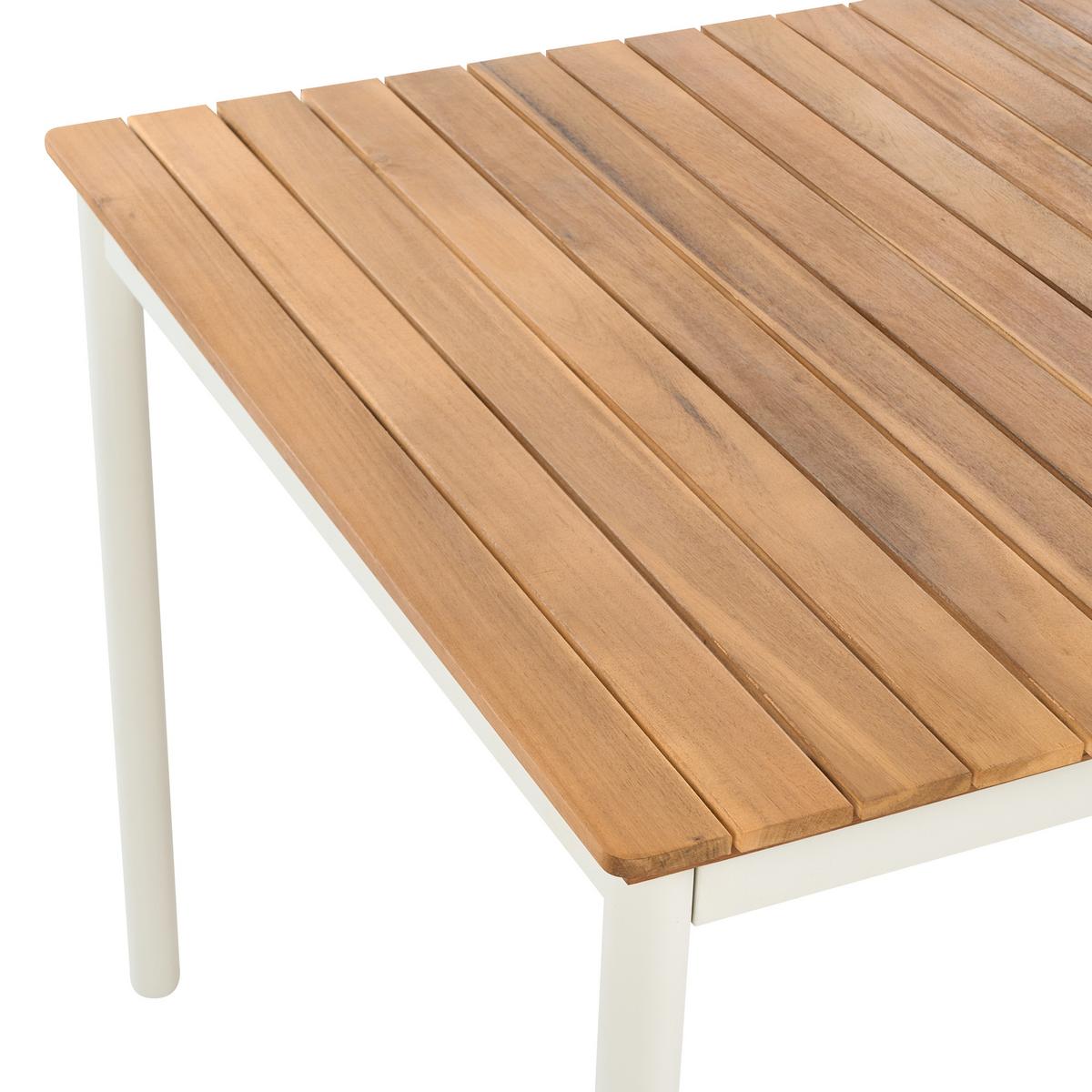 GARTENMÖBEL-SET mit Bänken 6-Sitzer Akazienholz Braun Corricella - Creme, Holz - Beliani