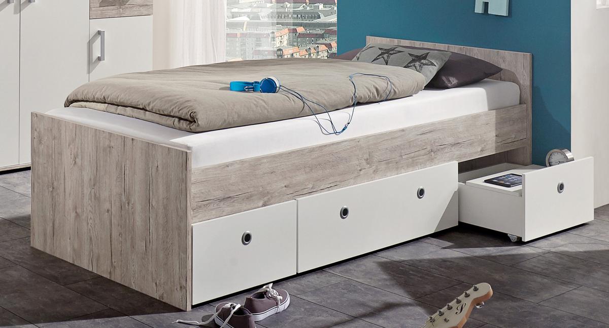 JUGENDBETT Bente 120 x 200 cm - Eichefarben/Weiß, Holzwerkstoff (120/200cm) - arthur berndt
