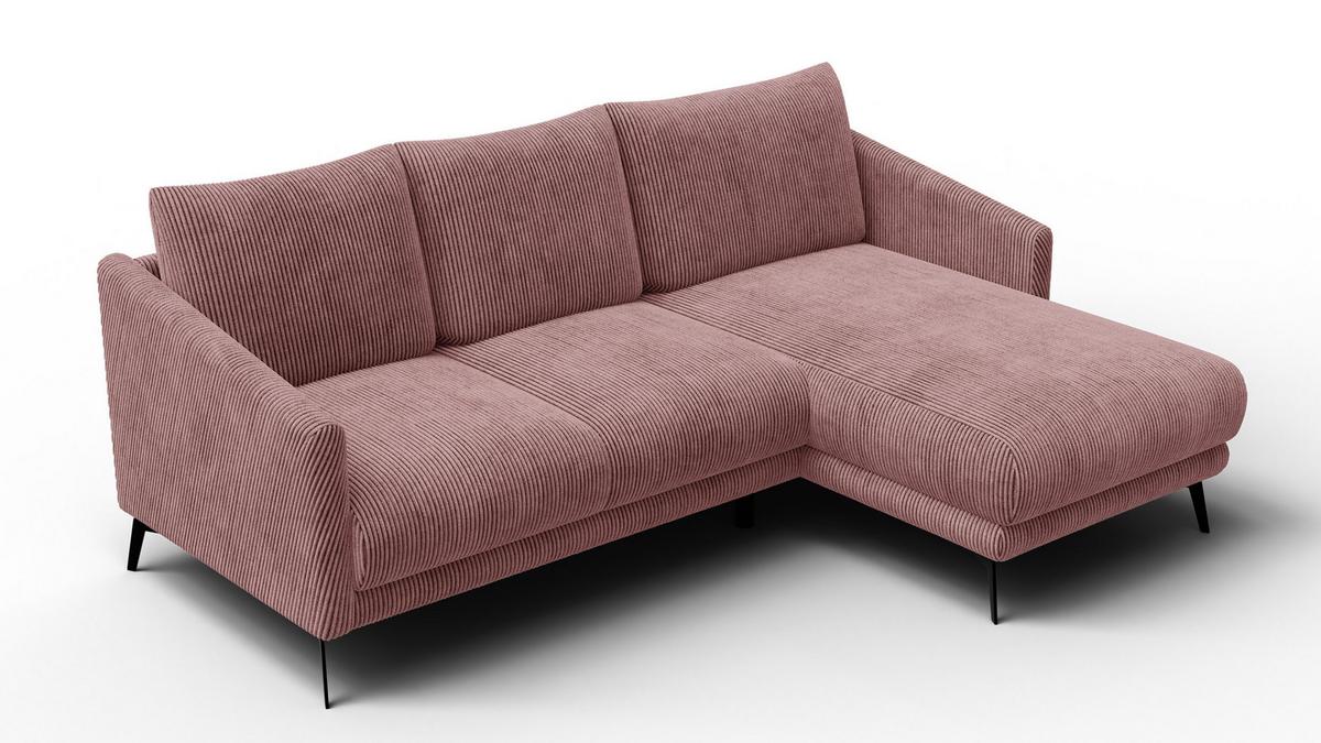 ECKSOFA VILT 3-Sitzer, altrosa - Altrosa/Schwarz, Holzwerkstoff/Textil (221/156cm) - Wozimo