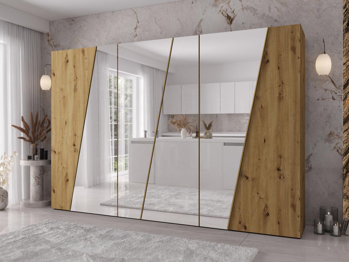 DREHTÜRENSCHRANK Zen 4L 300 cm - Goldfarben/Schwarz, Holzwerkstoff/Kunststoff (300/202/50cm) - MIRJAN24