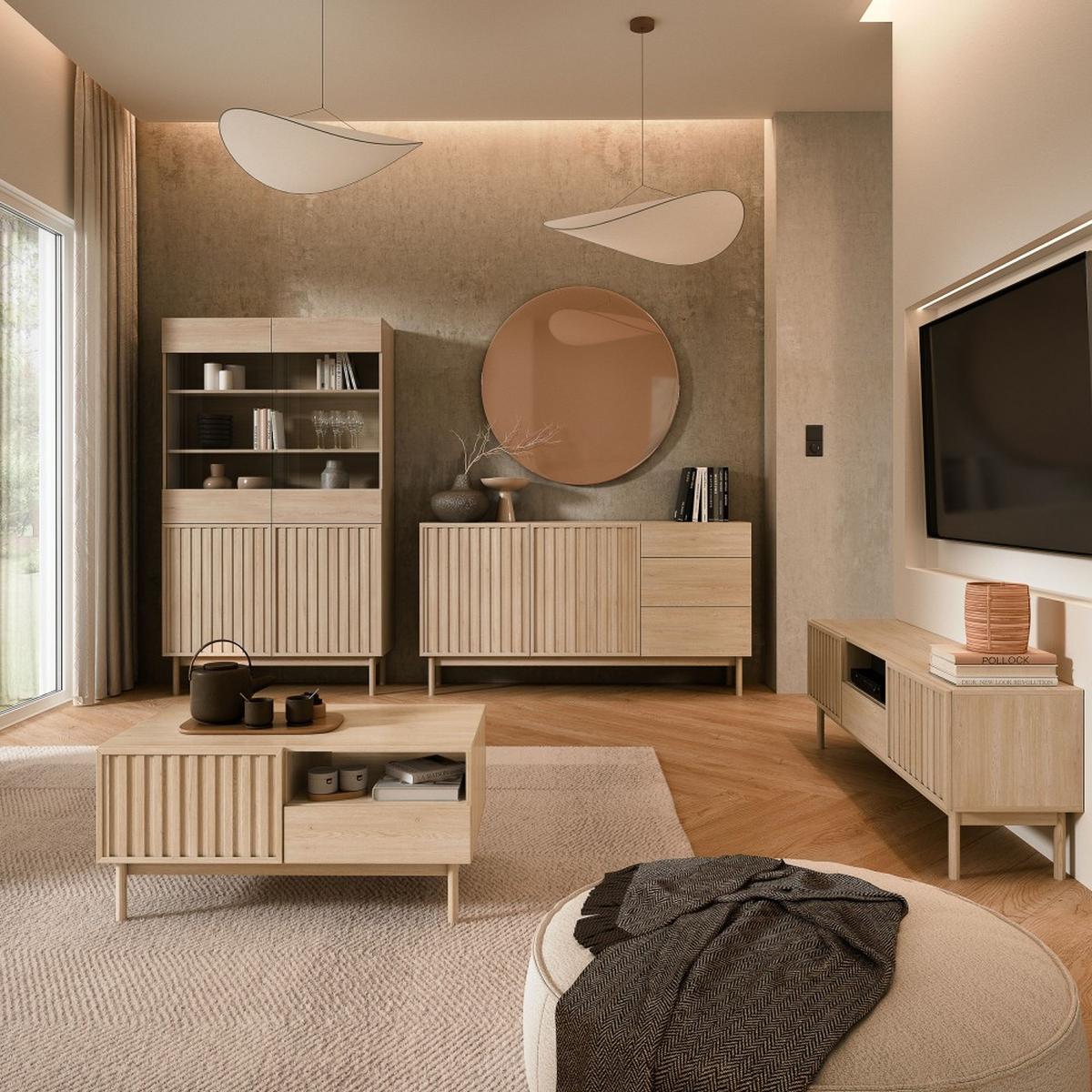 KOMMODE Sapporo mit 3 Schubladen und 1 Tür, eiche Cremona - Eichefarben, Holzwerkstoff (106/84/37cm) - Beautysofa