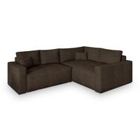 ECKSOFA ERONIS R-S Braun Kordstoff mit Schlaffunktion - Braun, Holz (265/194cm) - MASSENO