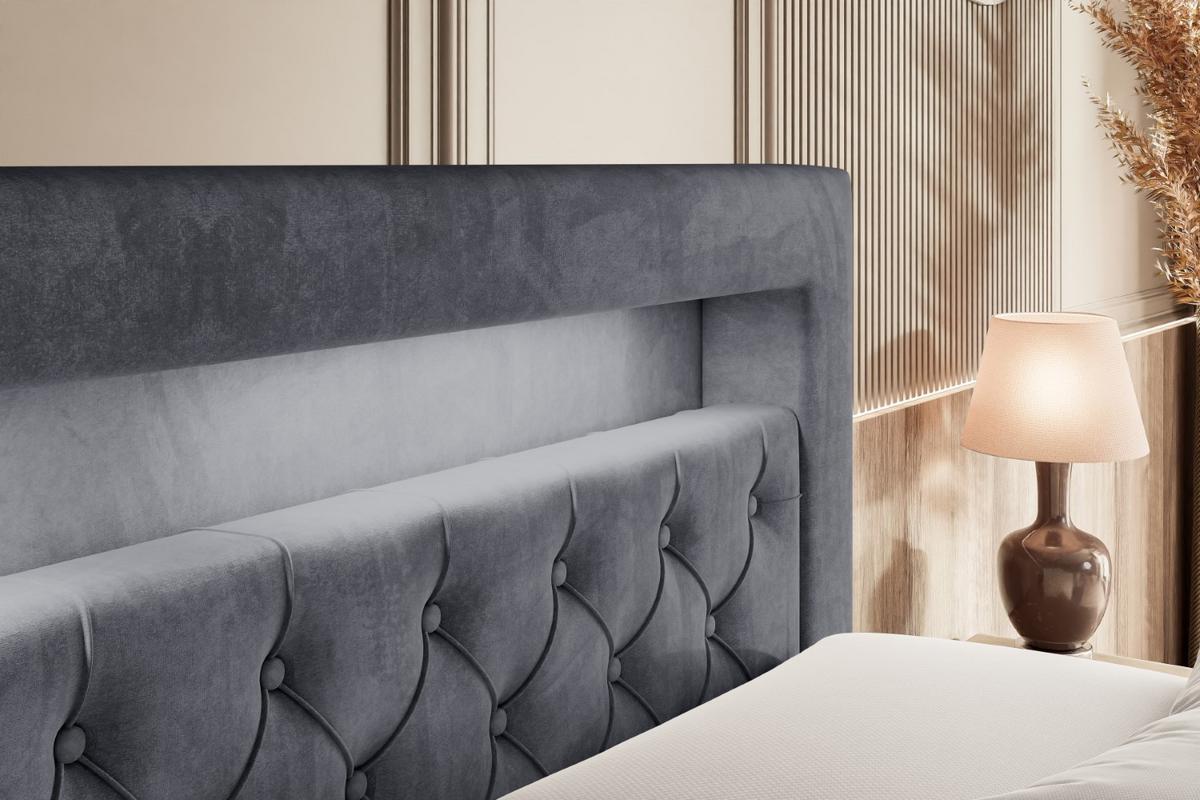 BOXSPRINGBETT NOEL GOLD KING - 160x200 - H3/H4 - Dunkelgrau - Dunkelgrau, Holzwerkstoff (160/200cm) - ALTDECOR