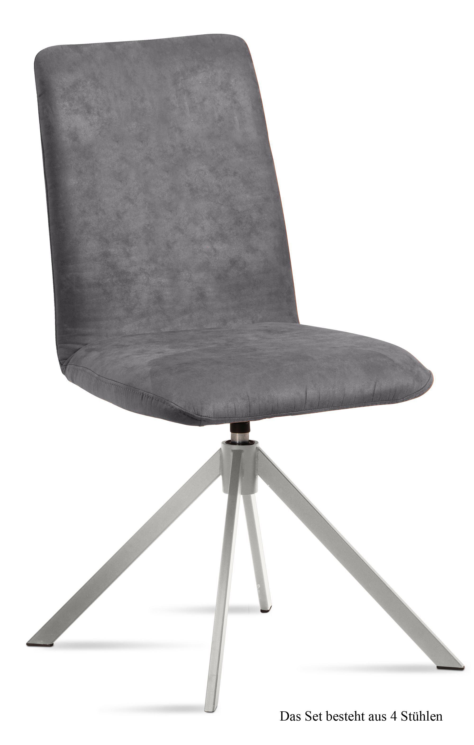 ESSZIMMERSTUHL drehbar (4er-Set) Dozene 47x92x60 Edelstahl/Grau - Edelstahlfarben/Grau, Kunststoff (60/92/47cm) - 58aufmkessel