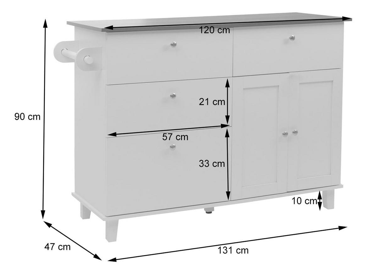 KÜCHENINSEL Schwarz, Braun - Schwarz/Braun, Holz (131/90/47cm) - MCW
