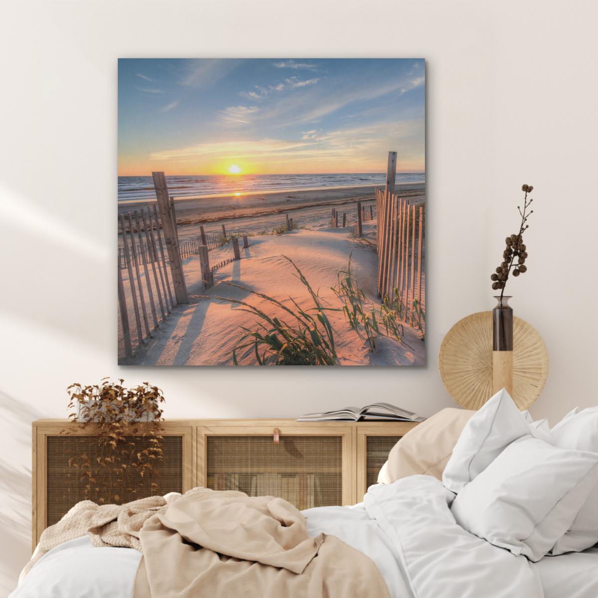 AKUSTIKBILD Strand - Meer - Düne - Sonnenuntergang - Landschaft Akustikpaneele 90x90 cm - Beige, Kunststoff (90/90/0.9cm) - MuchoWow