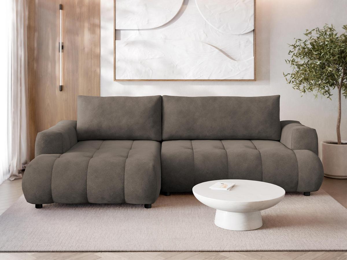 ECKSOFA Haiti, Seite: Links LC+2R - Schwarz/Braun, Holz/Textil (276/156cm) - MIRJAN24